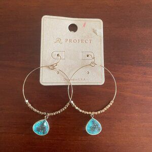 Bundle 3 for $12. A Project Gold Tone earrings with a blue stone and gold beads